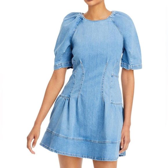 Jonathan Simkhai Holland Round-Neck Short Sleeve Mini Dress - Picture 1 of 4